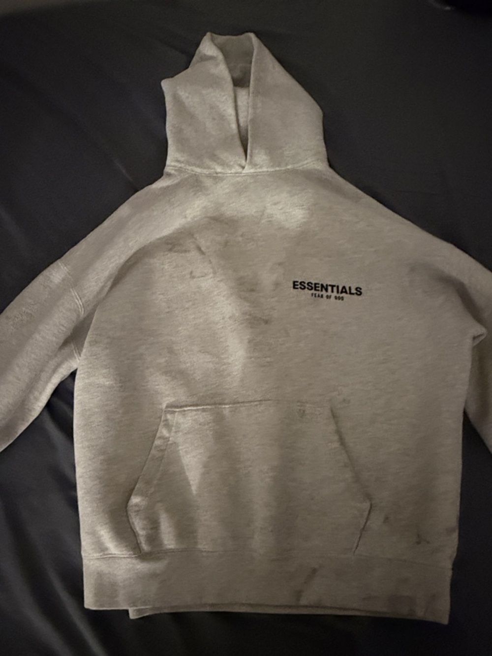 Essentials Light Gray Hoodie with Small Chest Logo